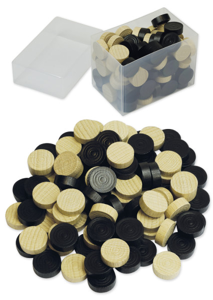 Spielsteine aus Holz, natur/schwarz, 21 mm ø, 100 Stück