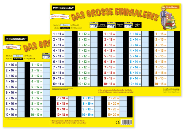 TimeTEX Zaubertafel "Mathematik" Großes 1 x 1