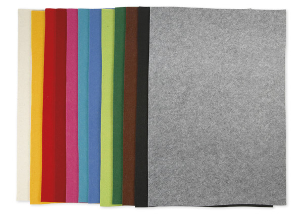 Bastel-Filz, 3 mm stark, 42x60 cm, 12 Stück